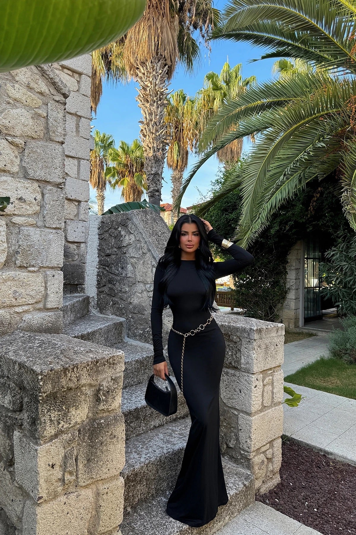 Black Long Sleeve Basic Dress