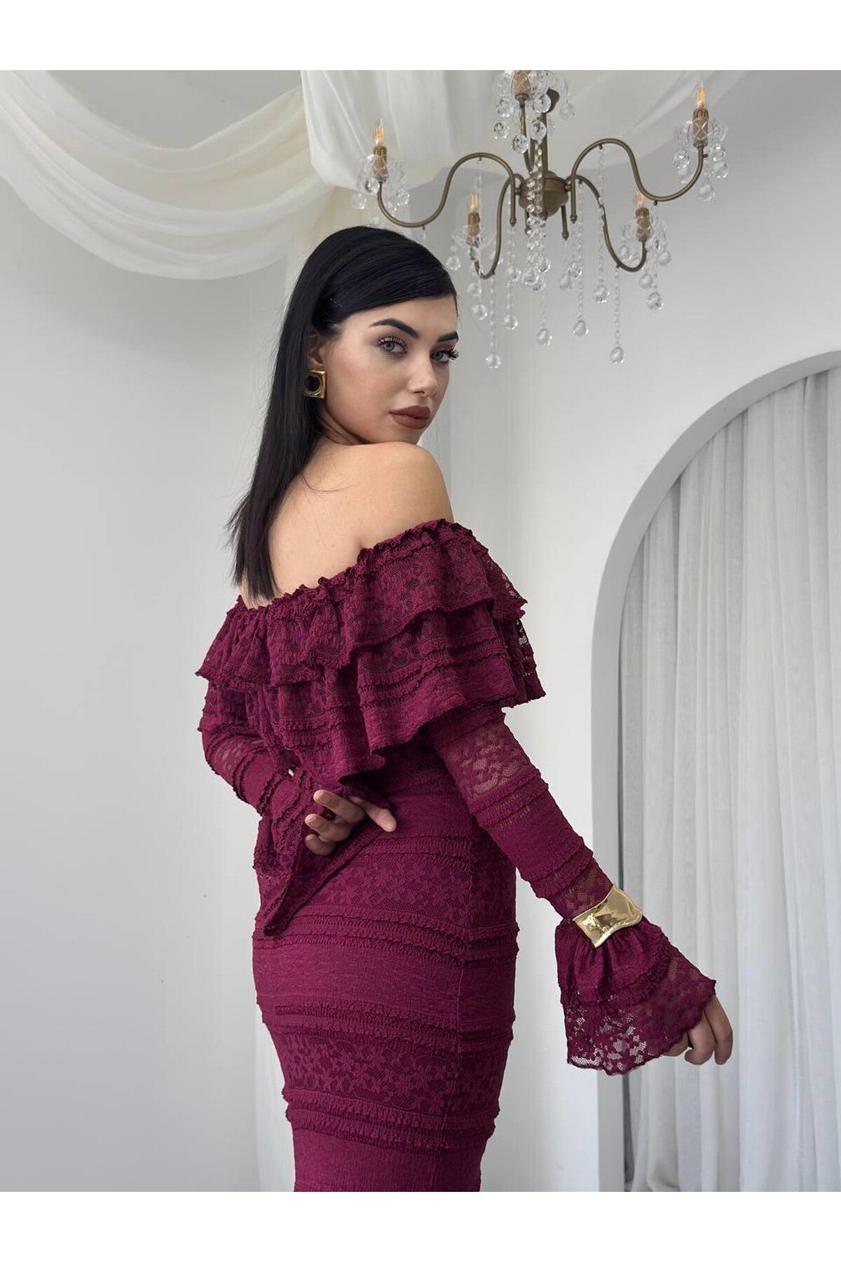 burghandy Vova Strapless Dress