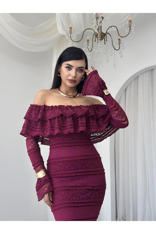 burghandy Vova Strapless Dress