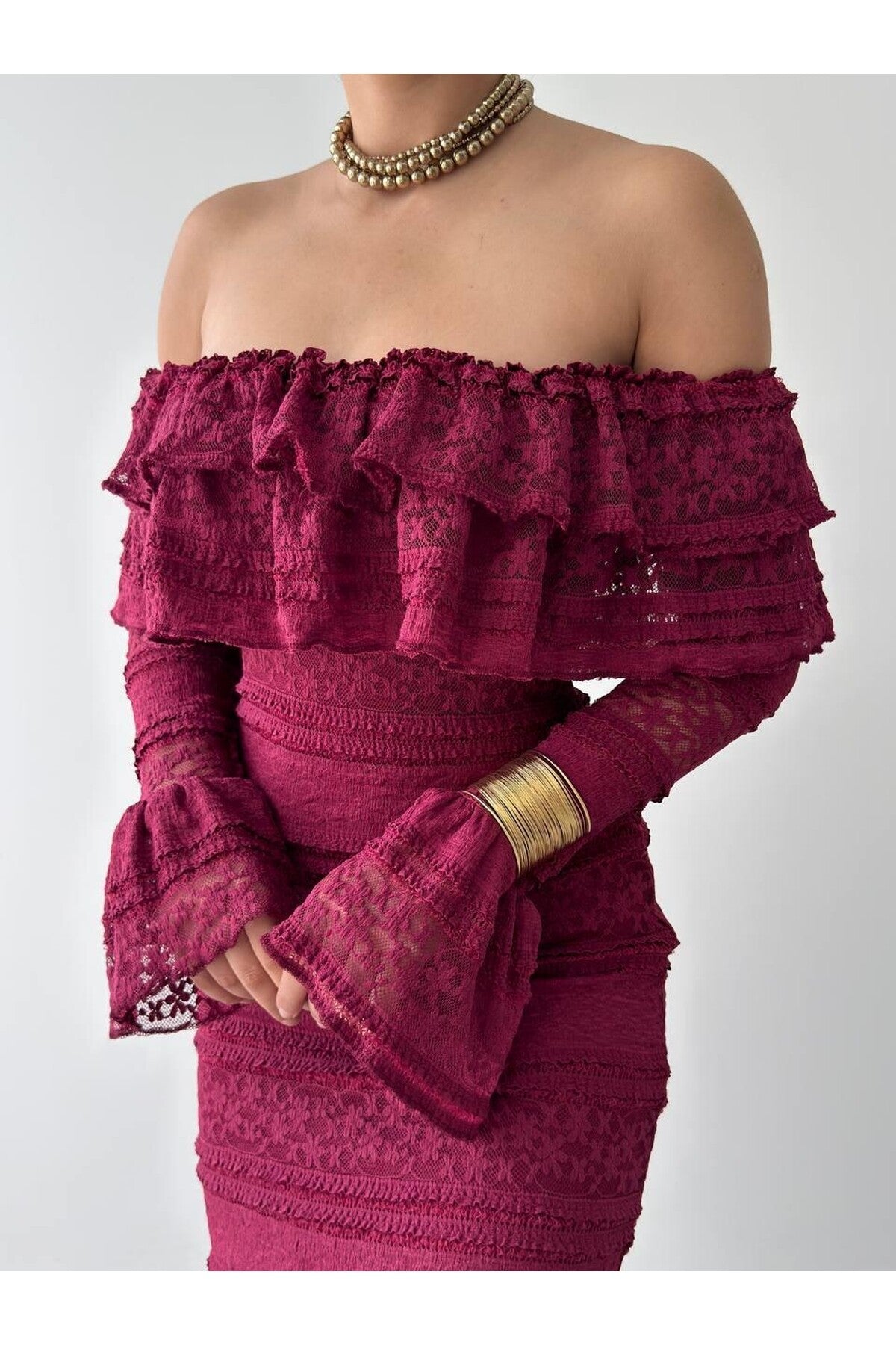 burghandy Vova Strapless Dress