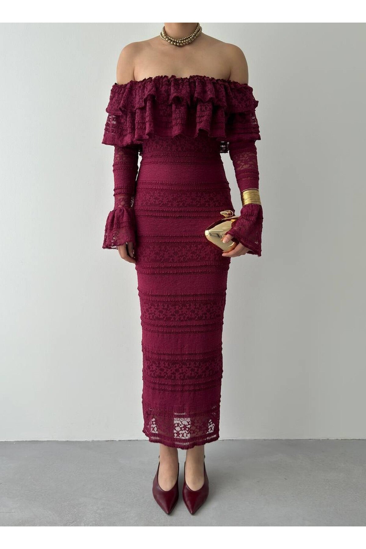 burghandy Vova Strapless Dress