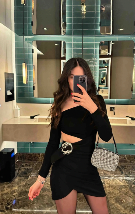Black One Shoulder Accessory Detailed Dress