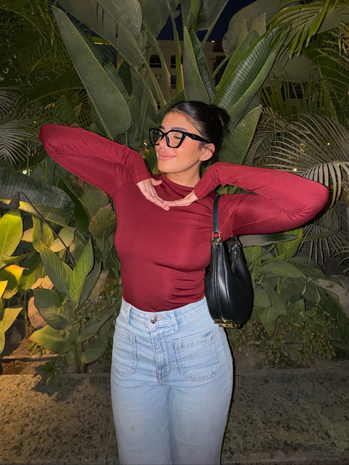 maroon - long sleeve basic top
