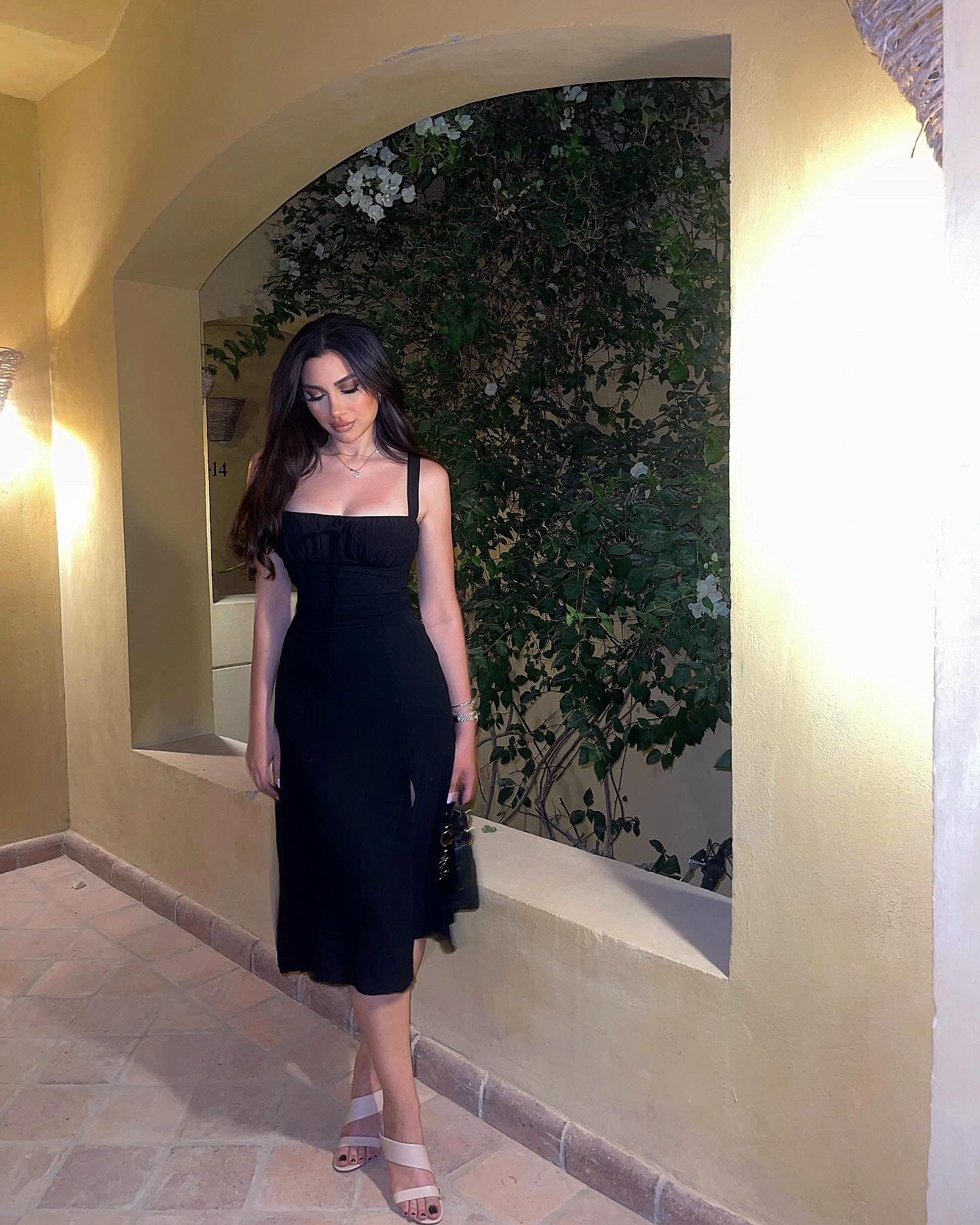 Black LONG DRESS WITH BACK DRAPES